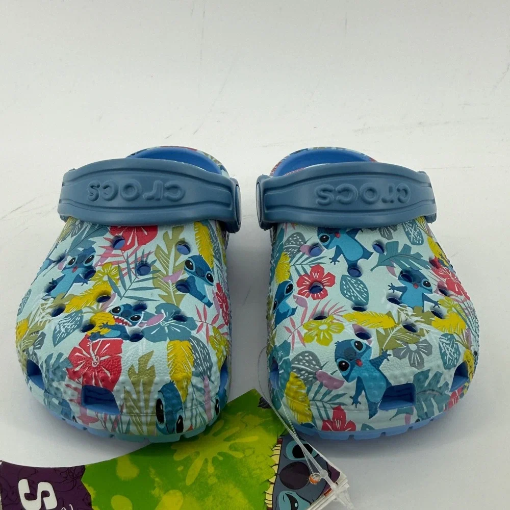 Crocs Stitch Tropical Classic Clog Blue‎ 6 Toddler C6 Comfy Slip On Casual New